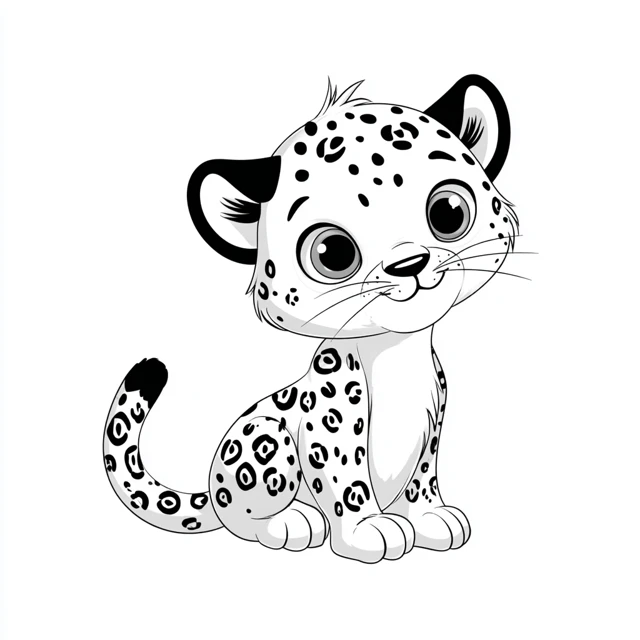 Cute Baby Jaguar Coloring Page for Kids