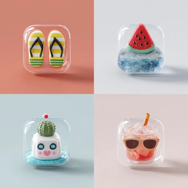 3D Summer Icons Set Vibrant and Refreshing