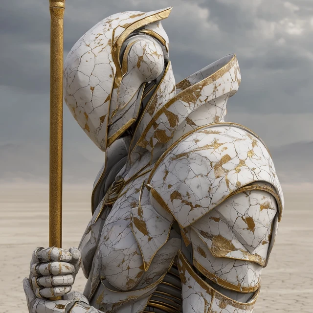 Kintsugi Knight in the Desert Fantasy Art