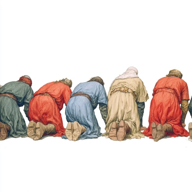 Ancient England Kneeling People Illustration