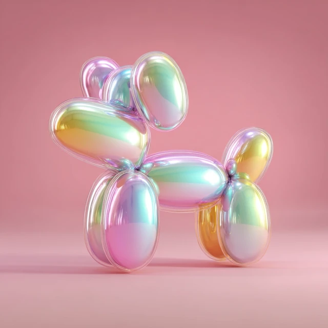3D Pastel Rainbow Balloon Dog Illustration