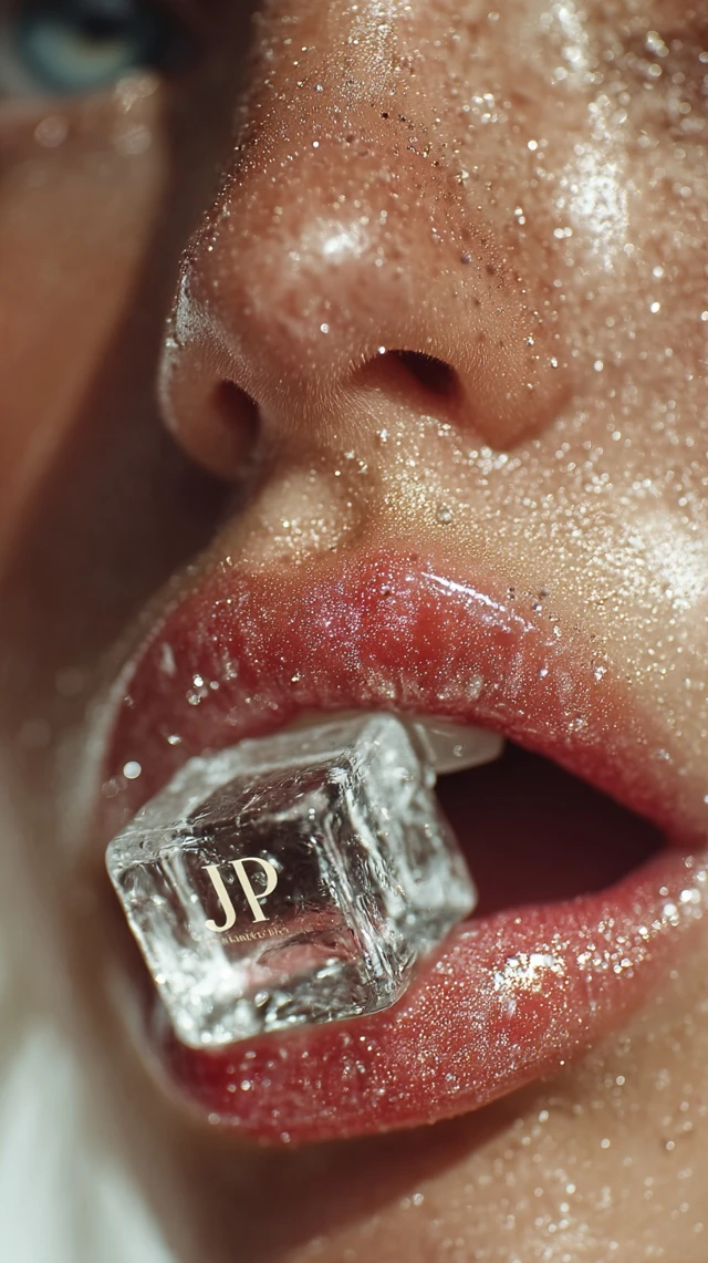 Glossy Lips Ice Cube Beauty Branding Aesthetic
