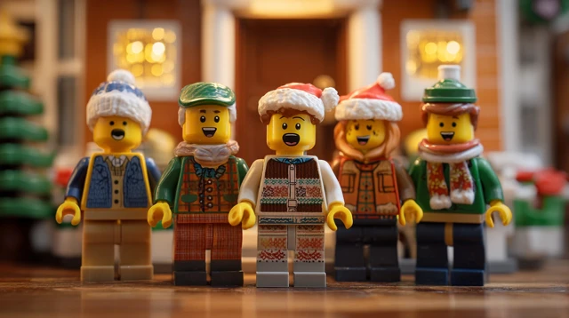 Lego Minifigure Christmas Carolers Singing