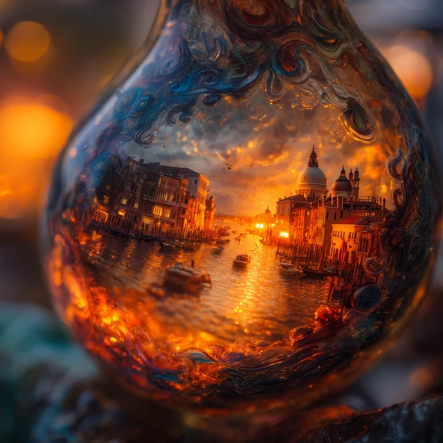 Venetian Glassblower Creates Floating Venice in Glass