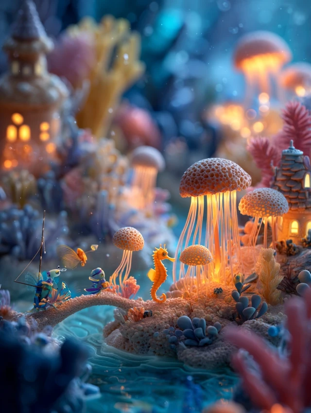 Underwater Miniature Kingdom Fantasy Marine Life