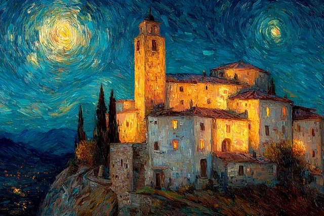 Castle Painting in Van Goghs Style