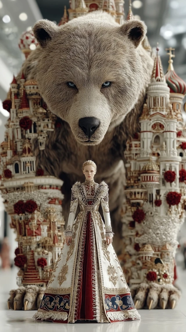 Russian Woman Bear Guardian Hyperrealistic Art