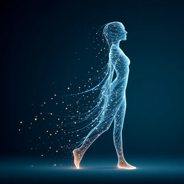 Human AI Connection Fiber Optic Silhouette