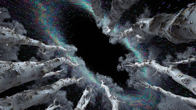 Birch Forest Black Hole 3D Render