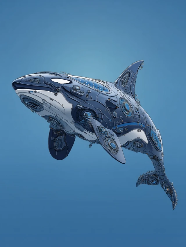 Futuristic Orca Whale Vector Illustration