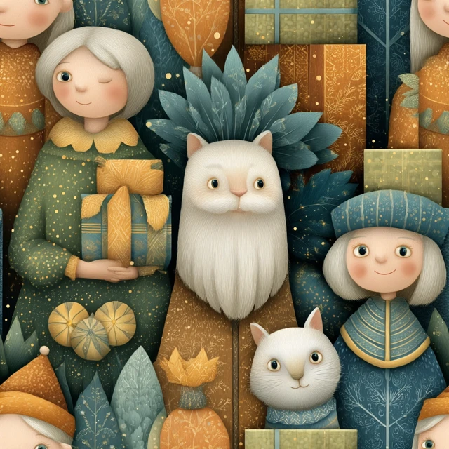 New Year Illustration for Children Book Hedgehogs Flowers