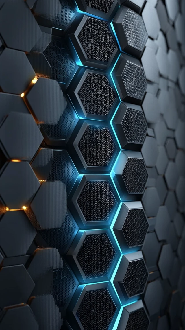 Hexagonal Armor Texture with Blue Energy Glow