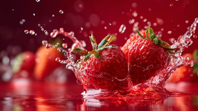 Strawberry Splash: Cinematic Shot with Juice