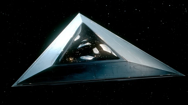 Triangle Spaceship in Space: Sci-Fi Reverie