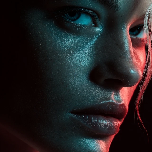 Stunning Blonde Woman Portrait Dramatic Film Noir