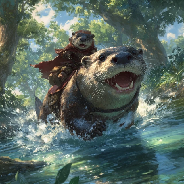 Otter Mount Fantasy Adventure Illustration