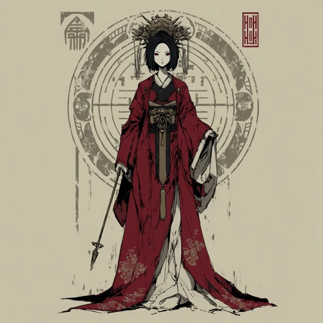 Japanese Miko Priestess Portrait
