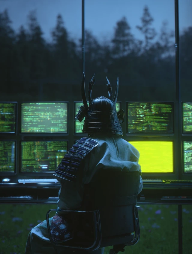 Cyberpunk Samurai Surveillance Futuristic Photo