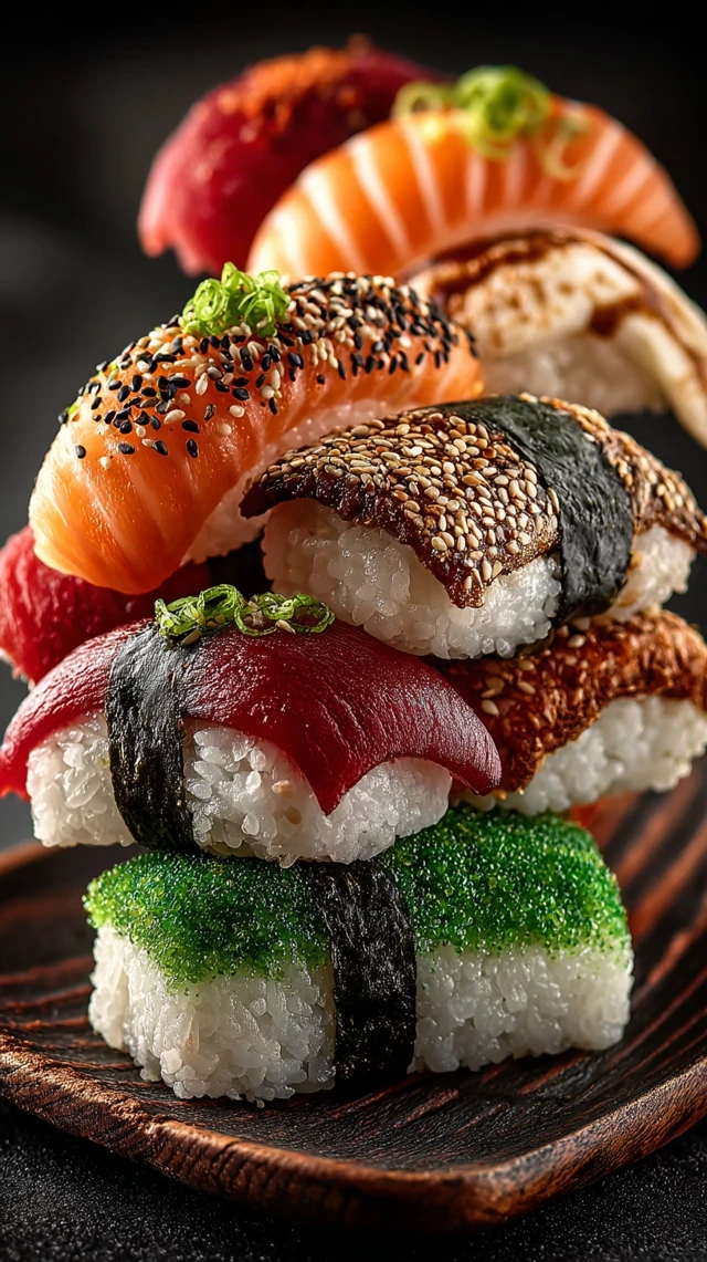 Delicious Sushi Stack Food Photography