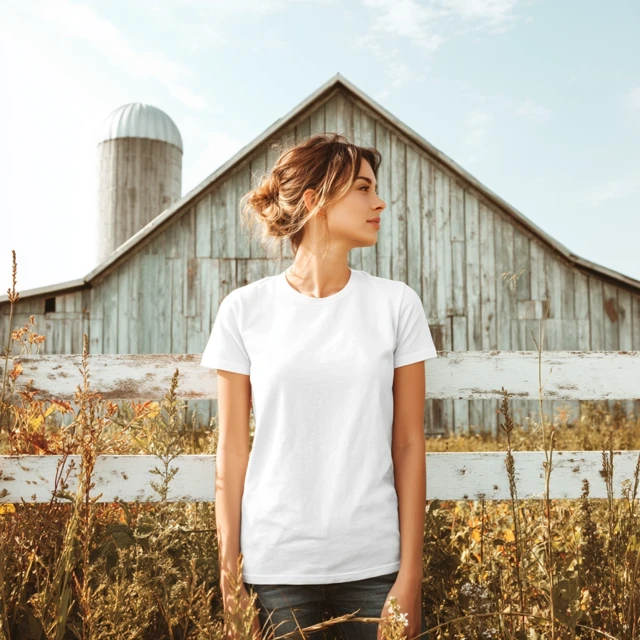 Womens Blank Tee Mockup Barn Farm Countryside