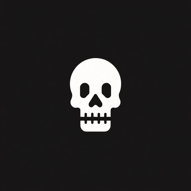Simple Skull Icon Black and White Typography