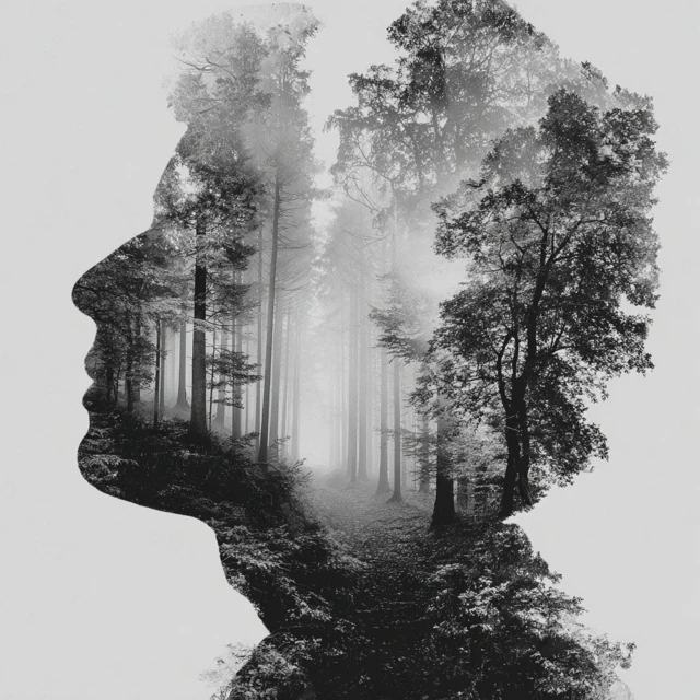 Human Mind and Nature Silhouette Art