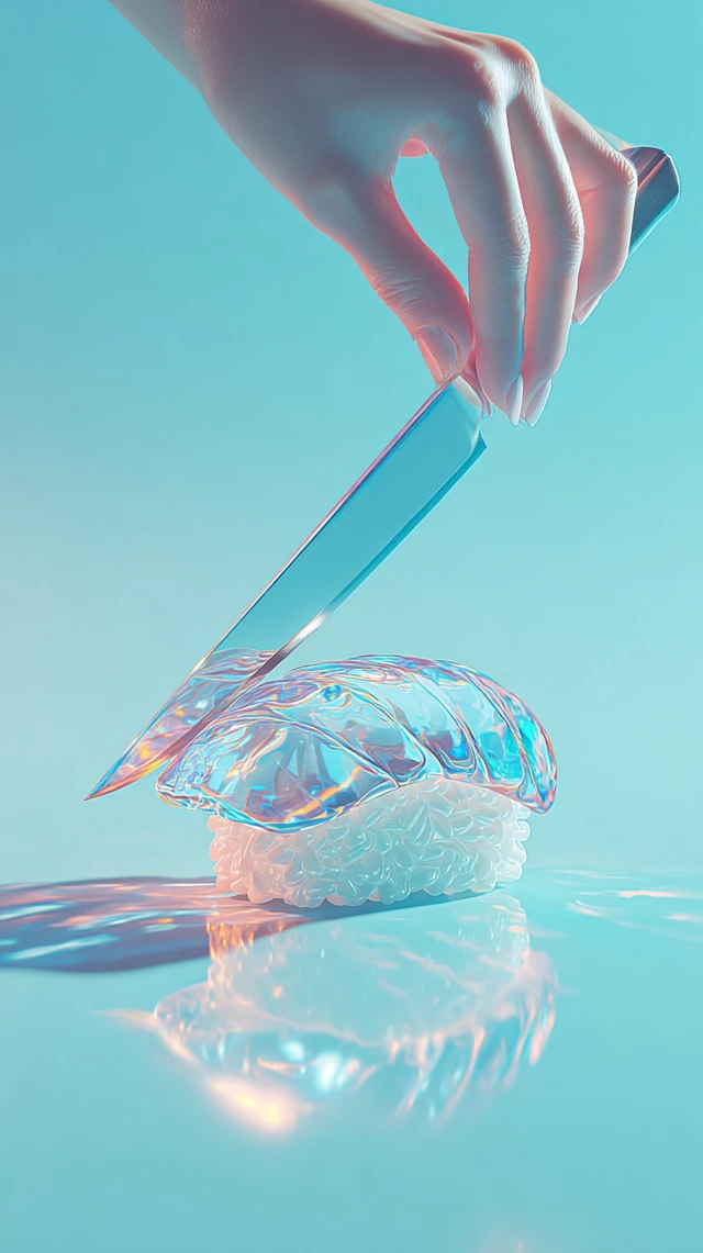 Crystal Sushi Slice Hyper Realistic Still Life