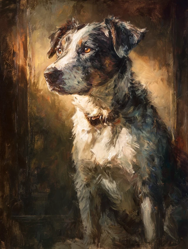 Renaissance Style Oil Painted Dog Portrait