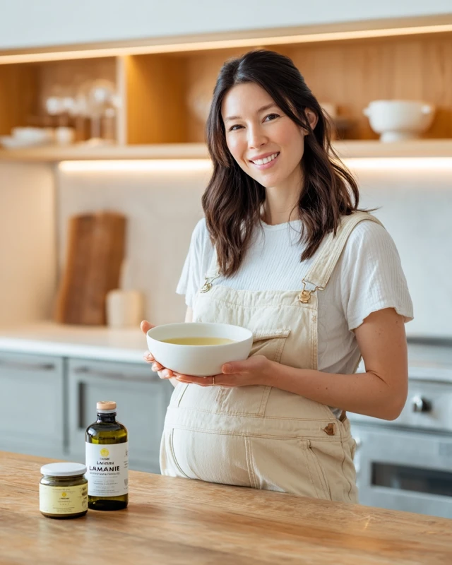 Pregnant Woman in Kitchen Advertising Campaign