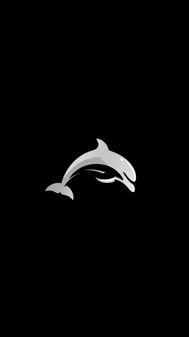 Dolphin Icon Black Background Illustration