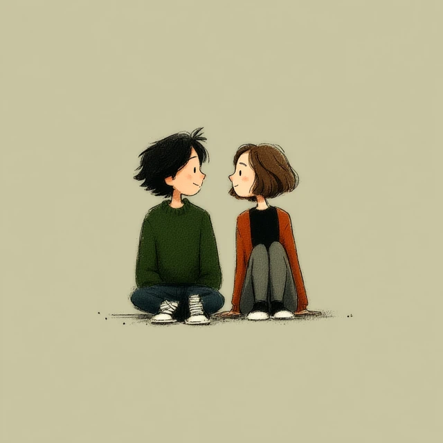 Cute Doodle Illustration of Two People in Love