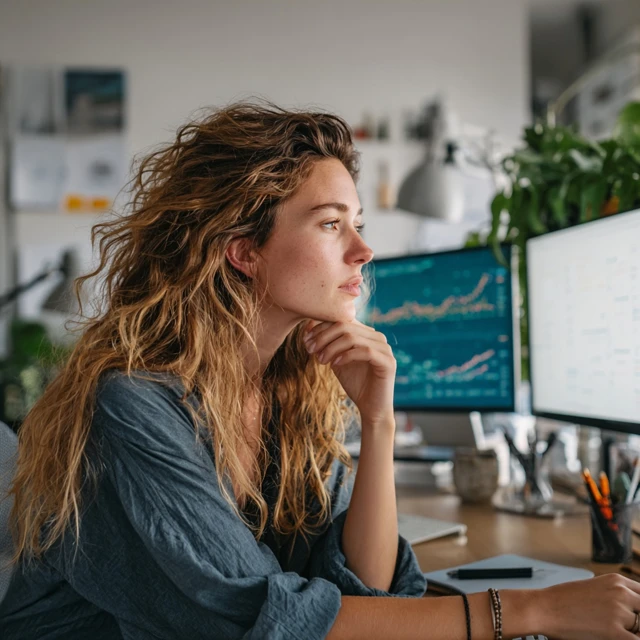 Blonde Office Worker Digital Marketing Analysis