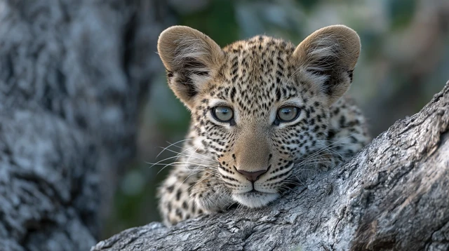 Leopard Cub Resting in a Tree Wildlife Photography