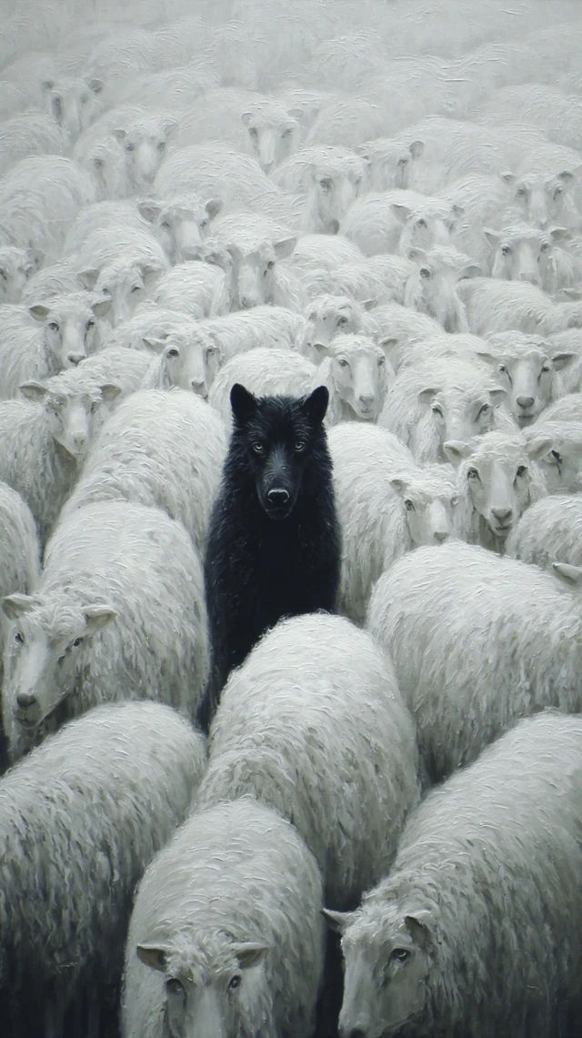 Sheep Herd with a Wolf Painting