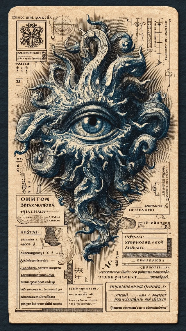 Medieval Bestiary Illustration: Cosmic Creature
