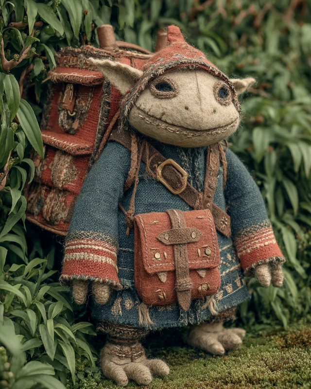 Felt Goblin Thief with Loot Backpack