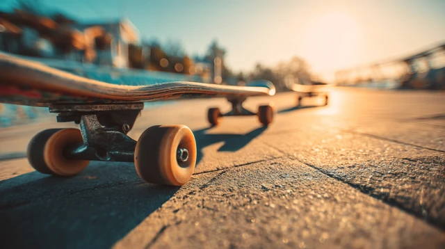 Skateboard Close Up Golden Sunlight Adventure