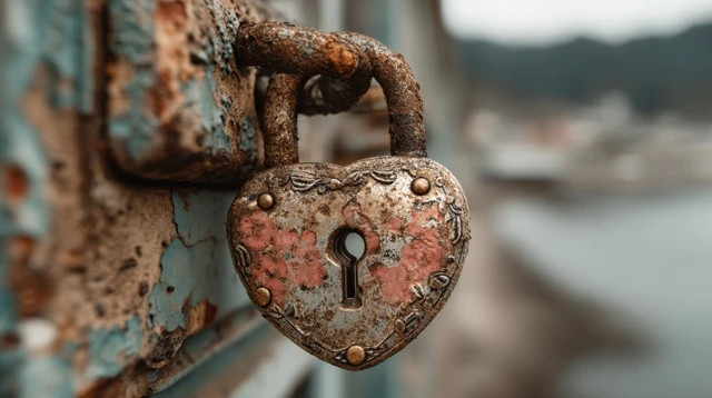 Heart Shaped Padlock Detailed Photography