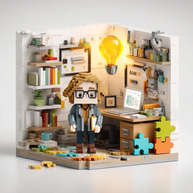 Low Poly Woman in Home Office Analytical and Creative