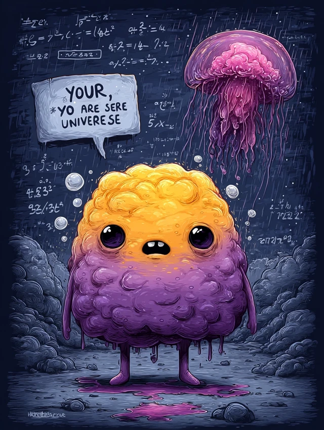 Cartoon Brain Solving Equations Cosmic Humor