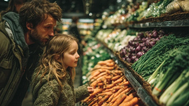 Dad and Daughter Grocery Shopping Netherlands