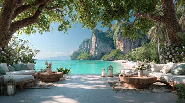 Luxury Tropical Lounge Ocean View Relaxation Paradise