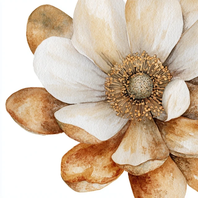 Watercolor Flower Illustration Neutral Tones