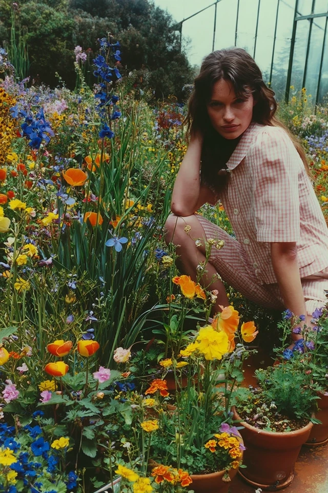 Young Woman in Garden Martin Parr Style