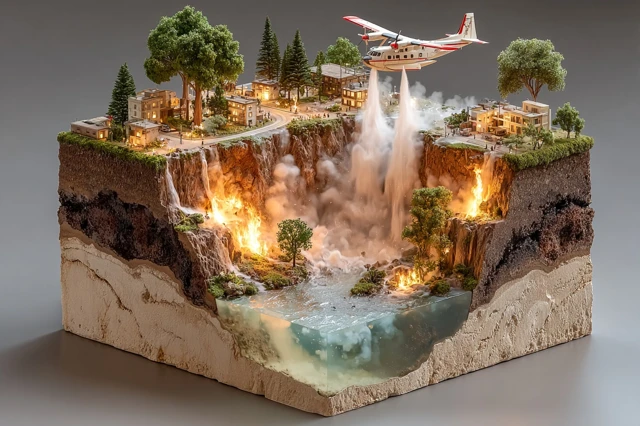 3D Cube Diorama Forest Fire Rescue