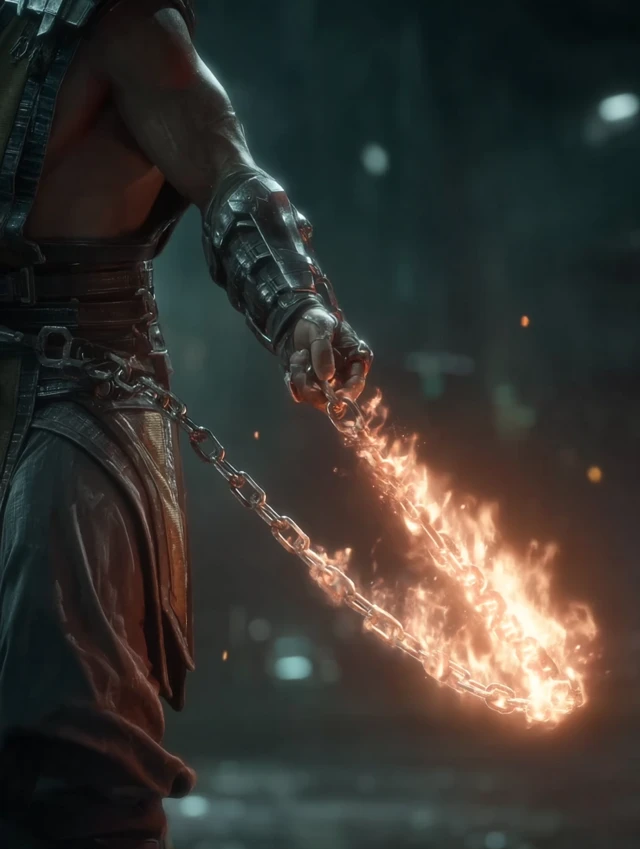 Mortal Kombat Scorpion Fiery Chain Whip