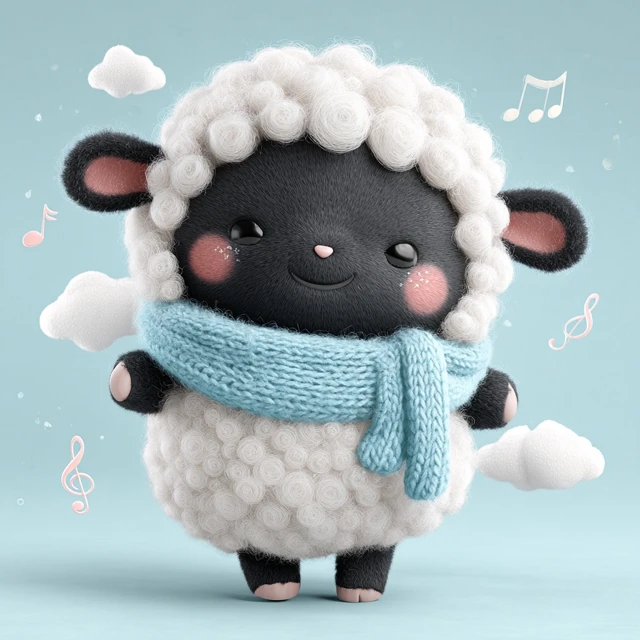 Cute Baby Sheep Mascot 3D Cartoon Illustration