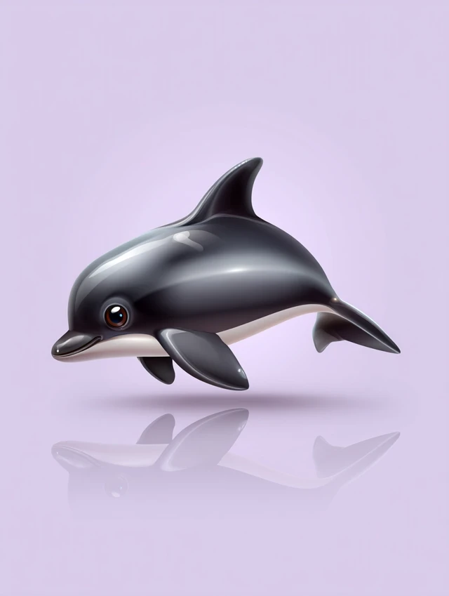 Cute Baby Dolphin Sparkling Reflections