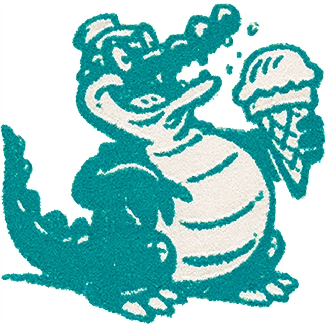 Cute Retro Crocodile Mascot with Ice Cream Cone