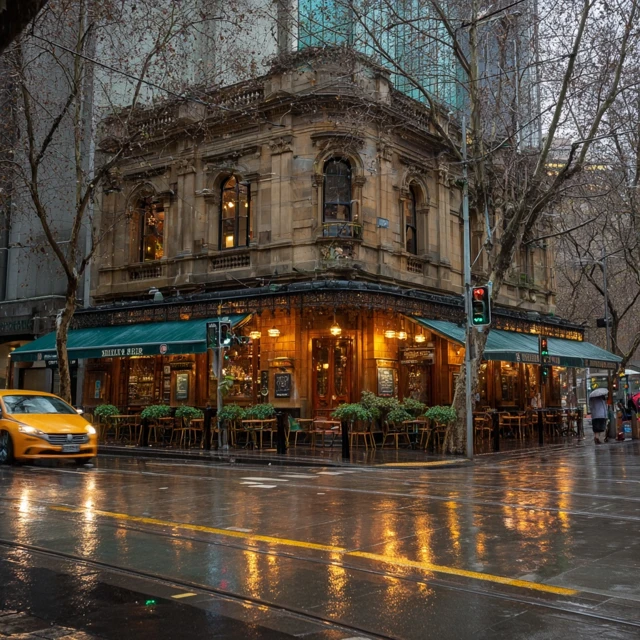 Melbourne Coffee Shop Collins Street Winter Day